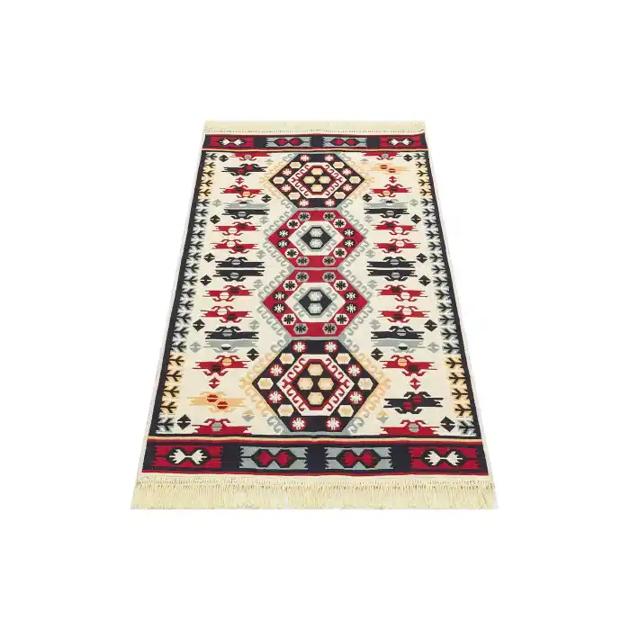 Arya Ar 30 Red %100 Geri Dönüşümlü Pamuktan Çift Taraflı Yıkanabilir Modern Dekoratif Kilim