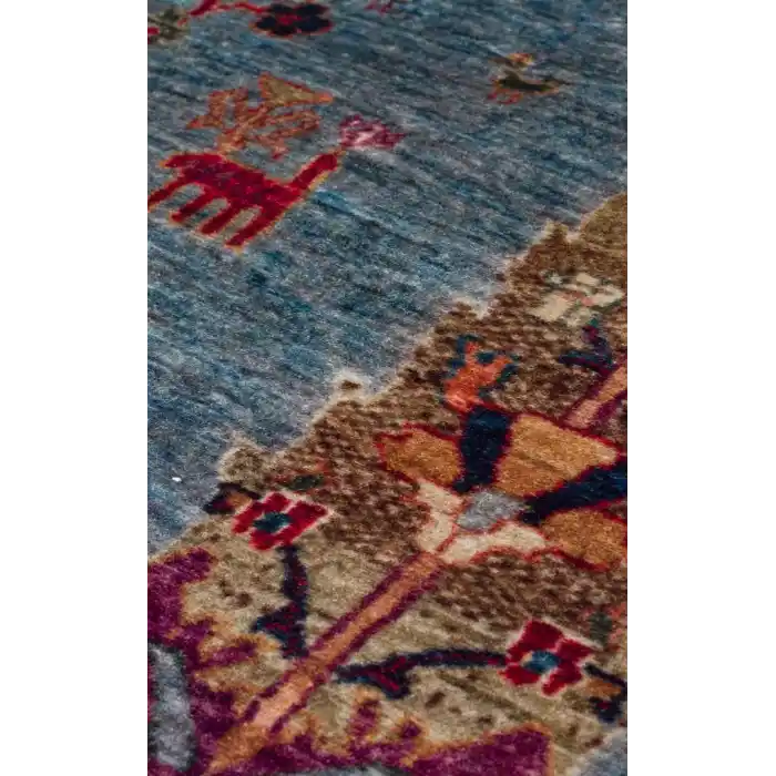 Antique ATK 09 Aqua Yıkanabilir Modern Ve Etnik Desenli Kaymaz Tabanlı Makine Halısı