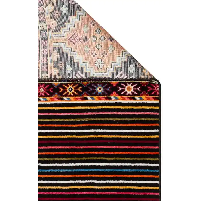 PIETRA HALI 0242 Sıcak Renk Tonlu Etnik Desenli Yumuşak Dokulu Makine Halısı