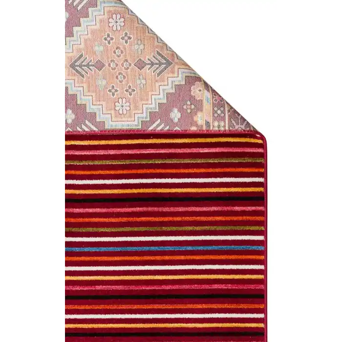 PIETRA HALI 0249 Sıcak Renk Tonlu Etnik Desenli Yumuşak Dokulu Makine Halısı