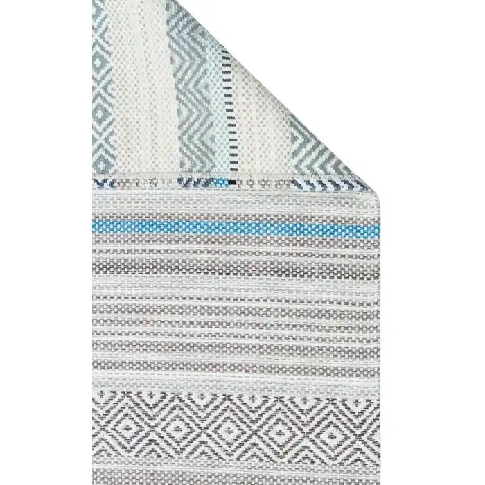 Aztec Az 01 Blue Antibakteriyel Hav Toz Vermez Yıkanabilir Kaymaz Modern İnce Dokuma Kilim