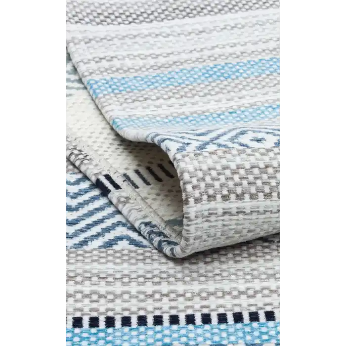 Aztec Az 01 Blue Antibakteriyel Hav Toz Vermez Yıkanabilir Kaymaz Modern İnce Dokuma Kilim