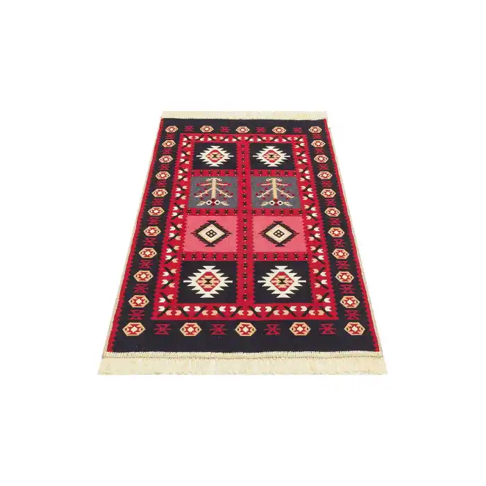 Arya Ar 28 Red %100 Geri Dönüşümlü Pamuktan Çift Taraflı Yıkanabilir Modern Dekoratif Kilim