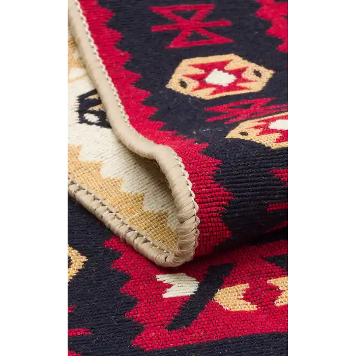 Arya Ar 28 Red %100 Geri Dönüşümlü Pamuktan Çift Taraflı Yıkanabilir Modern Dekoratif Kilim