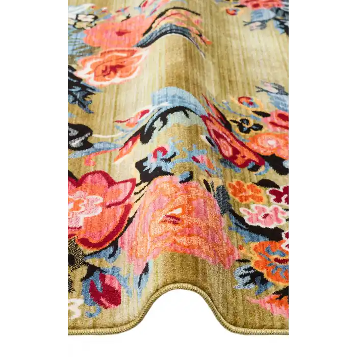 PIETRA HALI 0230 Sıcak Renk Tonlu Etnik Desenli Yumuşak Dokulu Makine Halısı