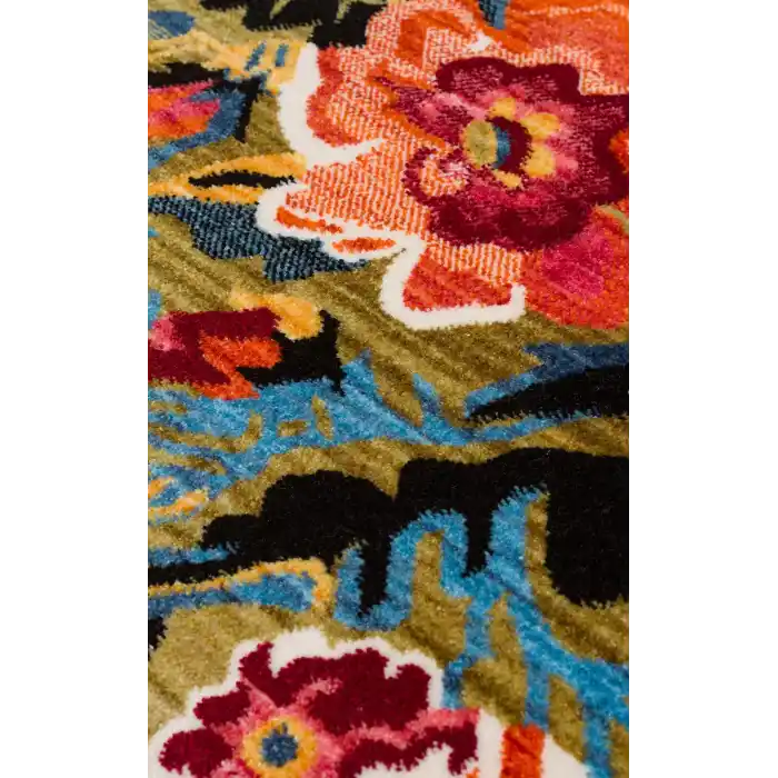 PIETRA HALI 0230 Sıcak Renk Tonlu Etnik Desenli Yumuşak Dokulu Makine Halısı