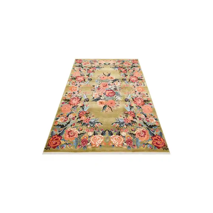 PIETRA HALI 0230 Sıcak Renk Tonlu Etnik Desenli Yumuşak Dokulu Makine Halısı