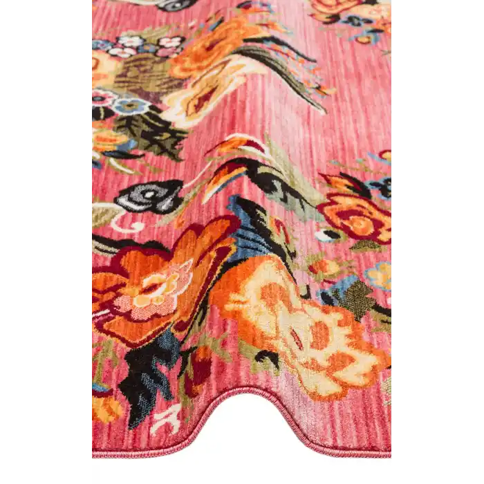 PIETRA HALI 0223 Sıcak Renk Tonlu Etnik Desenli Yumuşak Dokulu Makine Halısı