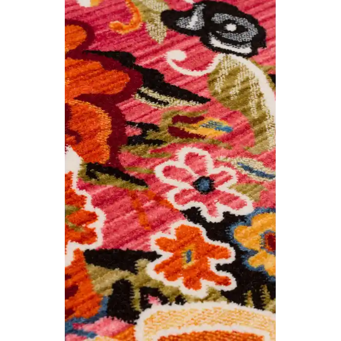 PIETRA HALI 0223 Sıcak Renk Tonlu Etnik Desenli Yumuşak Dokulu Makine Halısı