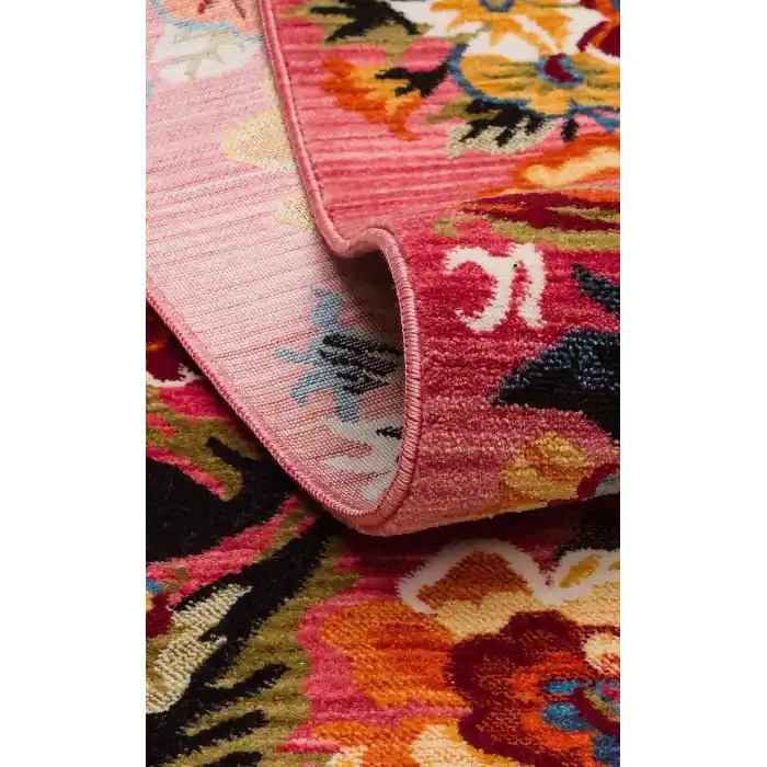 PIETRA HALI 0223 Sıcak Renk Tonlu Etnik Desenli Yumuşak Dokulu Makine Halısı