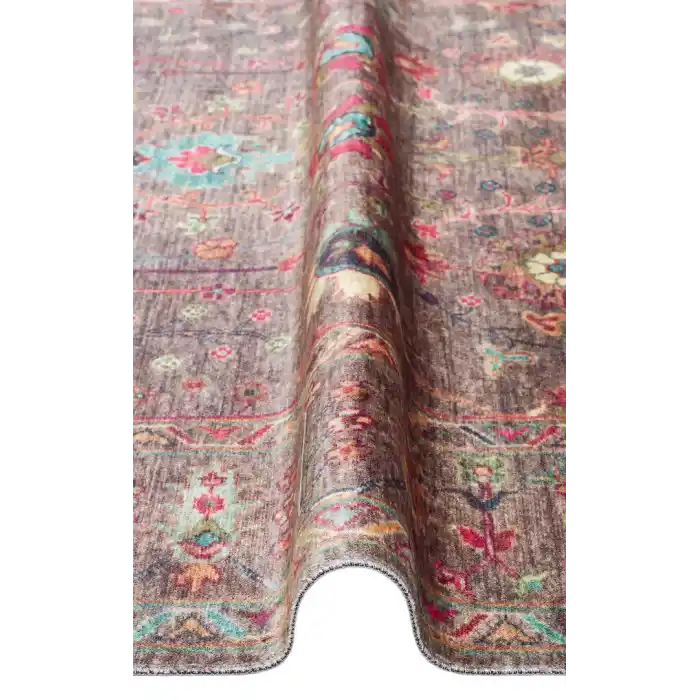 Antique ATK 10 Dark Multy Yıkanabilir Modern Ve Etnik Desenli Kaymaz Tabanlı Makine Halısı