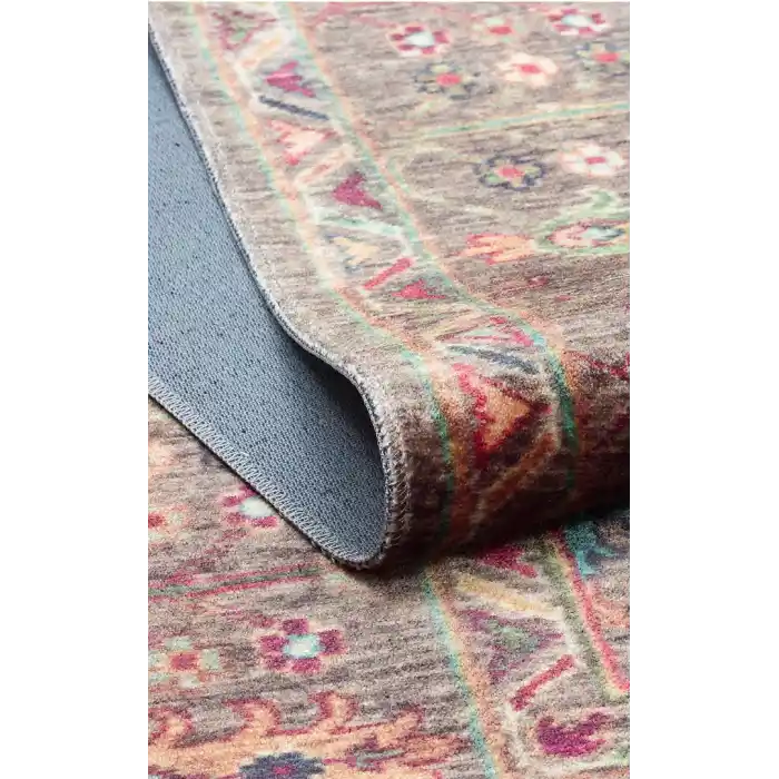 Antique ATK 10 Dark Multy Yıkanabilir Modern Ve Etnik Desenli Kaymaz Tabanlı Makine Halısı
