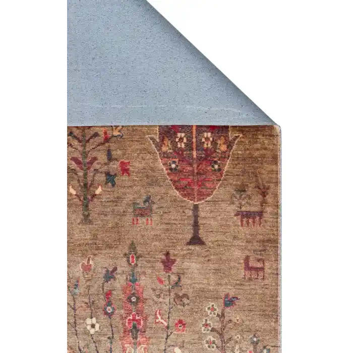 Antique ATK 09 Olive Yıkanabilir Modern Ve Etnik Desenli Kaymaz Tabanlı Makine Halısı