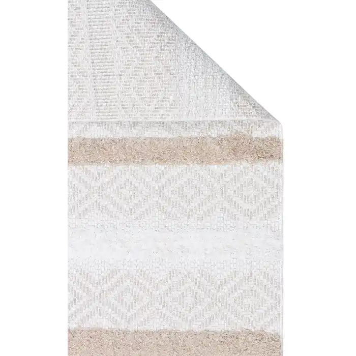 Dublin DBL 02 Cream Beıge Yıkanabilir Örgü Dokulu Naturel Pamuk Halı