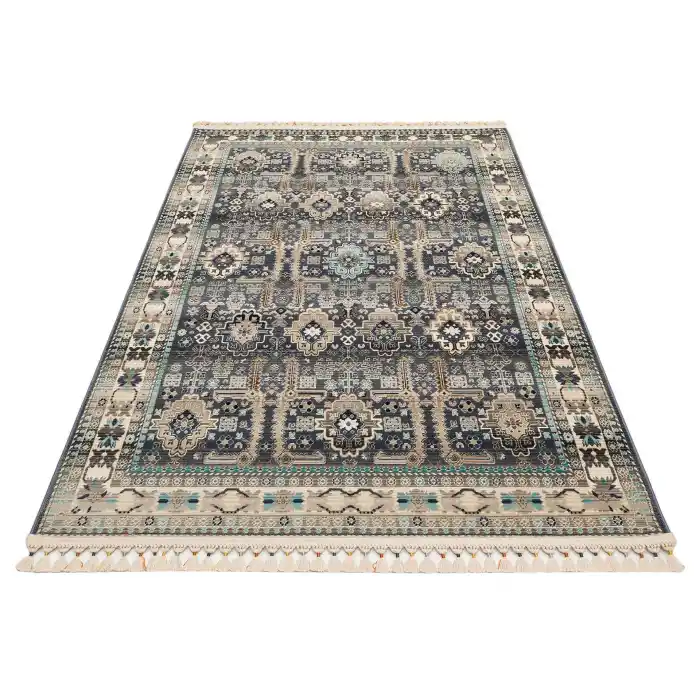 PETRA HALI 0035 Hav Toz Vermez Etnik ve Modern Desenli Renkli Saçaklı Halı