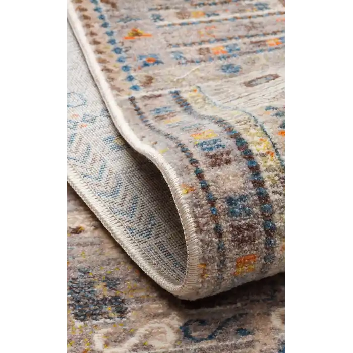 PIETRA HALI 0042 Sıcak Renk Tonlu Etnik Desenli Yumuşak Dokulu Makine Halısı