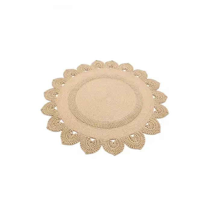 Patna PTN 11 Natural Jüt Hasır Görünümlü Hav Toz Vermez Dekoratif Örgü Halı