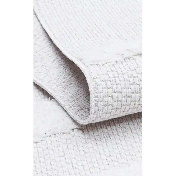 Dublin DBL 01 Cream Yıkanabilir Örgü Dokulu Naturel Pamuk Halı