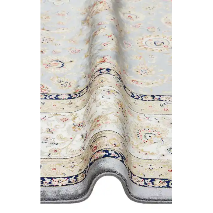 Isfahan 03 Grey Cream Klasik Desenli Yüksek Kalite Sık Dokuma Makine Halısı