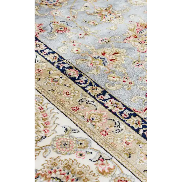 Isfahan 03 Grey Cream Klasik Desenli Yüksek Kalite Sık Dokuma Makine Halısı