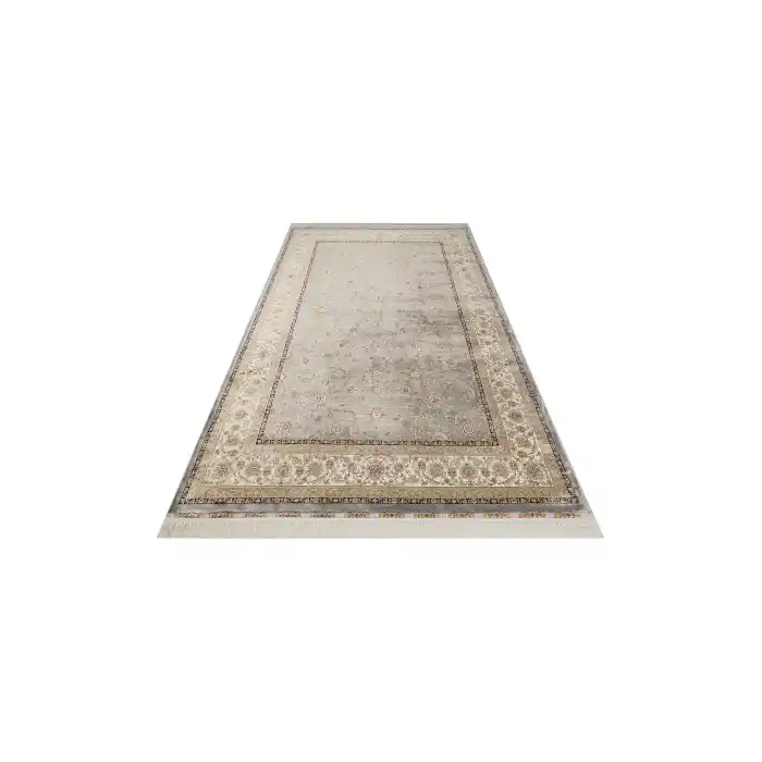 Isfahan 03 Grey Cream Klasik Desenli Yüksek Kalite Sık Dokuma Makine Halısı