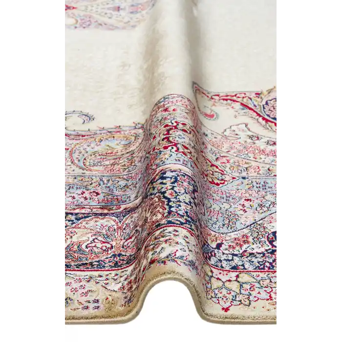 Isfahan 02 Cream  Klasik Desenli Yüksek Kalite Sık Dokuma Makine Halısı