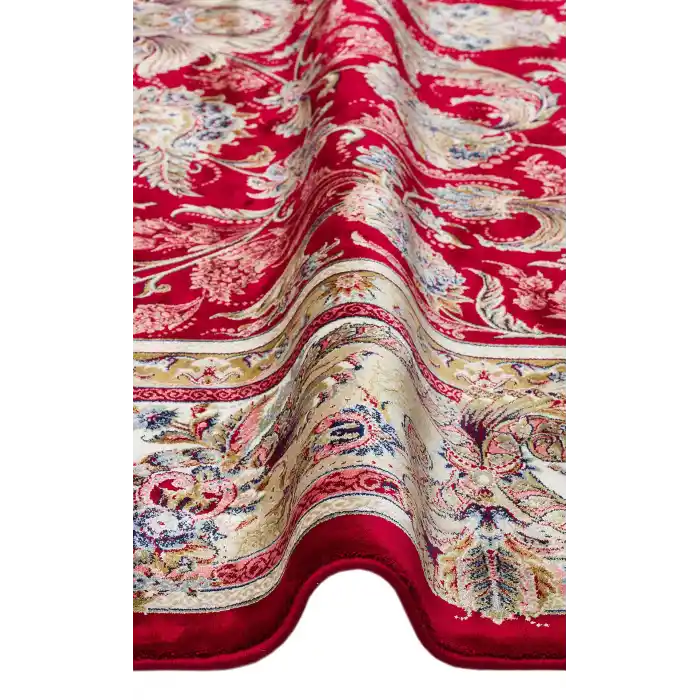 Isfahan 01 Red Klasik Desenli Yüksek Kalite Sık Dokuma Makine Halısı