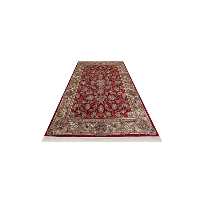 Isfahan 01 Red Klasik Desenli Yüksek Kalite Sık Dokuma Makine Halısı