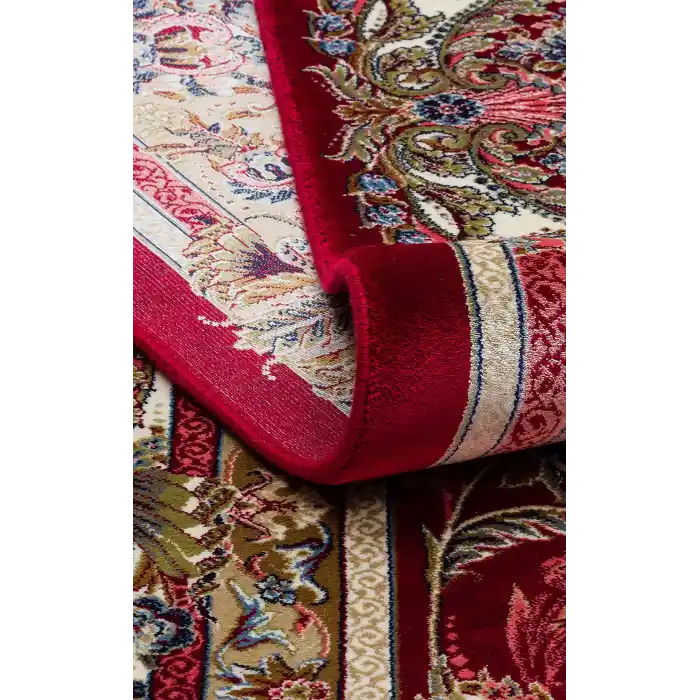 Isfahan 01 Red Klasik Desenli Yüksek Kalite Sık Dokuma Makine Halısı