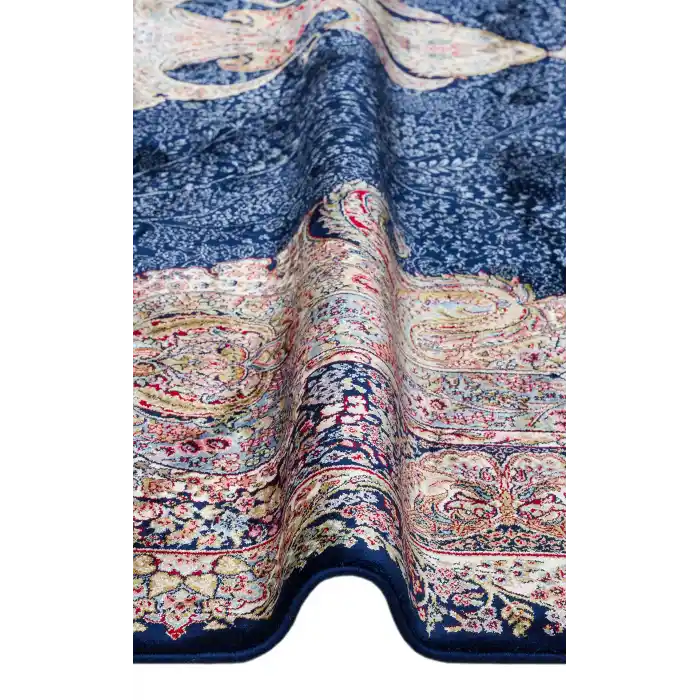 Isfahan 02 Navy  Klasik Desenli Yüksek Kalite Sık Dokuma Makine Halısı