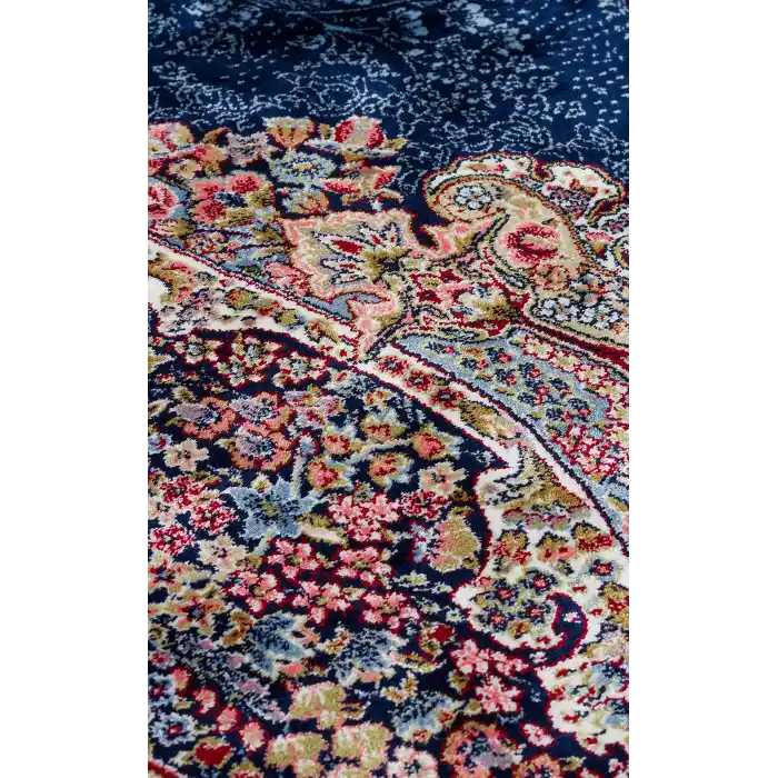 Isfahan 02 Navy  Klasik Desenli Yüksek Kalite Sık Dokuma Makine Halısı