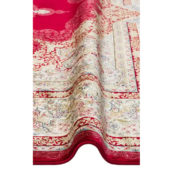 Isfahan 05 Red Klasik Desenli Yüksek Kalite Sık Dokuma Makine Halısı