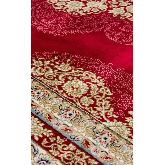 Isfahan 05 Red Klasik Desenli Yüksek Kalite Sık Dokuma Makine Halısı