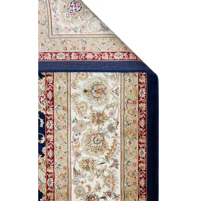 Isfahan 03 Navy Cream  Klasik Desenli Yüksek Kalite Sık Dokuma Makine Halısı