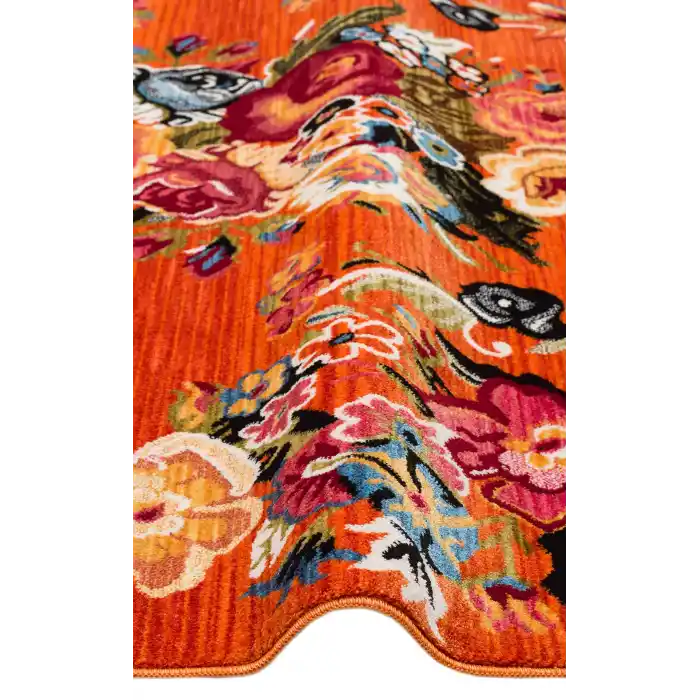 PIETRA HALI 0272 Sıcak Renk Tonlu Etnik Desenli Yumuşak Dokulu Makine Halısı