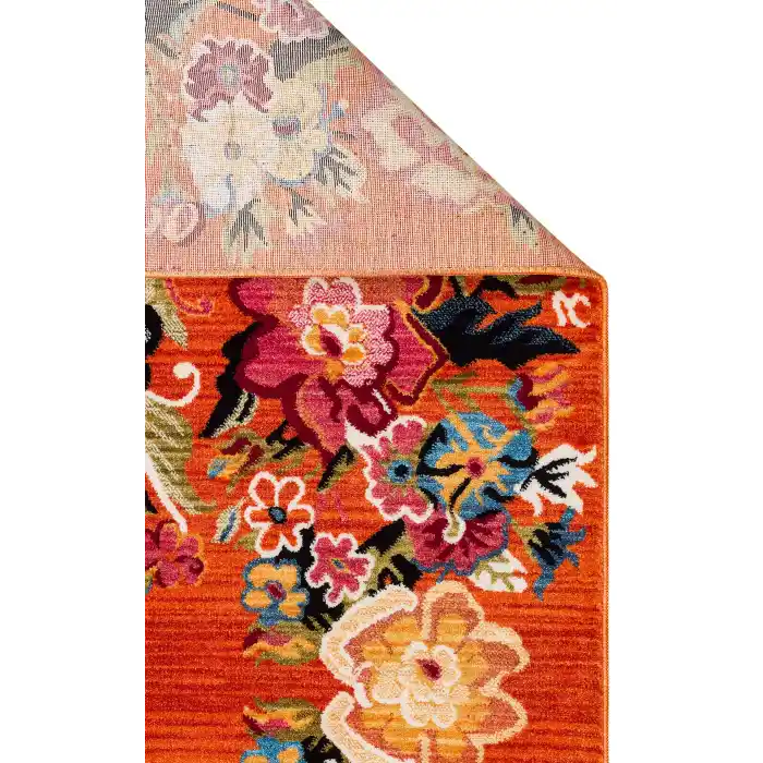 PIETRA HALI 0272 Sıcak Renk Tonlu Etnik Desenli Yumuşak Dokulu Makine Halısı