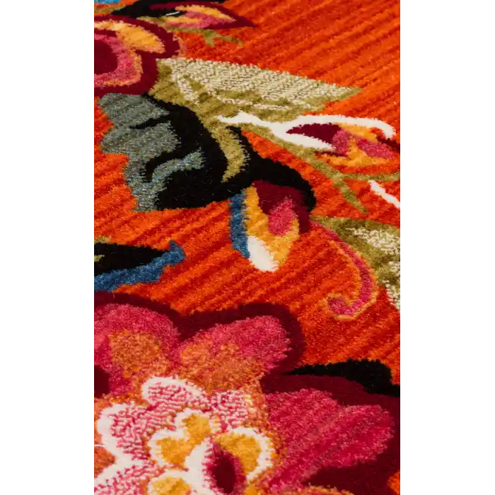 PIETRA HALI 0272 Sıcak Renk Tonlu Etnik Desenli Yumuşak Dokulu Makine Halısı