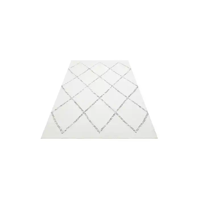 Nevada NVD 03 White Black Moroccon Tuşeli Hav Toz Vermez Kaymaz Tabanlı İnce Dokuma Modern Halı