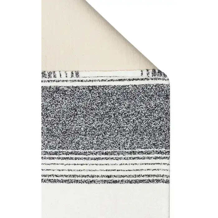 Nevada NVD 02 White Black Moroccon Tuşeli Hav Toz Vermez Kaymaz Tabanlı İnce Dokuma Modern Halı