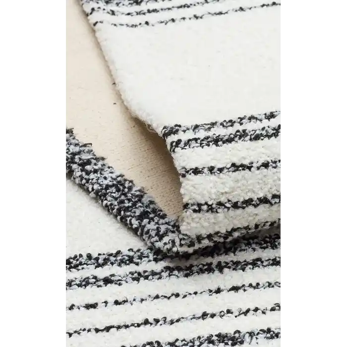 Nevada NVD 02 White Black Moroccon Tuşeli Hav Toz Vermez Kaymaz Tabanlı İnce Dokuma Modern Halı