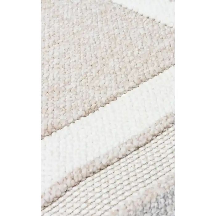 Motto MOT 04 Beige Grey Yumuşak Tuşeli Örgü Dokuma Modern Makine Halısı