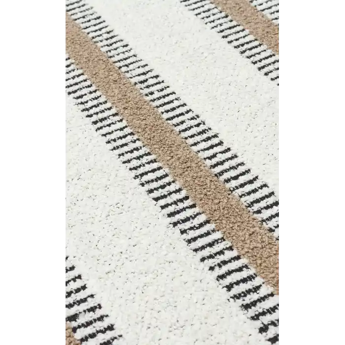 Nevada NVD 04 White Beige Moroccon Tuşeli Hav Toz Vermez Kaymaz Tabanlı İnce Dokuma Modern Halı