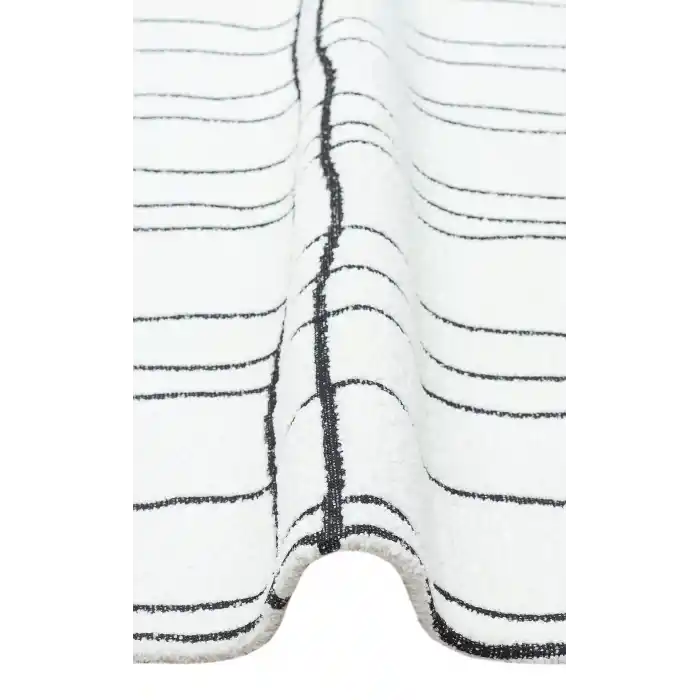 Nevada NVD 05 White Black Moroccon Tuşeli Hav Toz Vermez Kaymaz Tabanlı İnce Dokuma Modern Halı