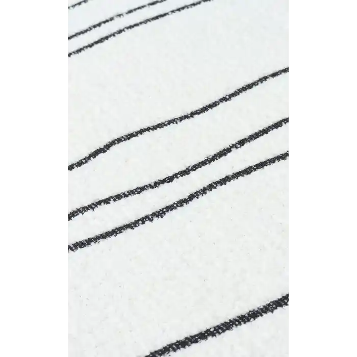 Nevada NVD 05 White Black Moroccon Tuşeli Hav Toz Vermez Kaymaz Tabanlı İnce Dokuma Modern Halı