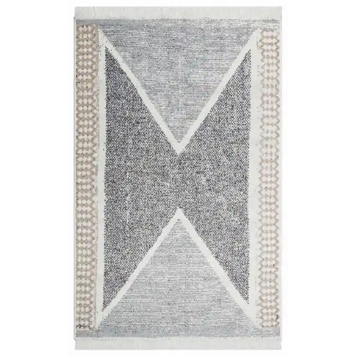 Arya Ar 02 Grey %100 Geri Dönüşümlü Pamuktan Çift Taraflı Yıkanabilir Modern Dekoratif Kilim