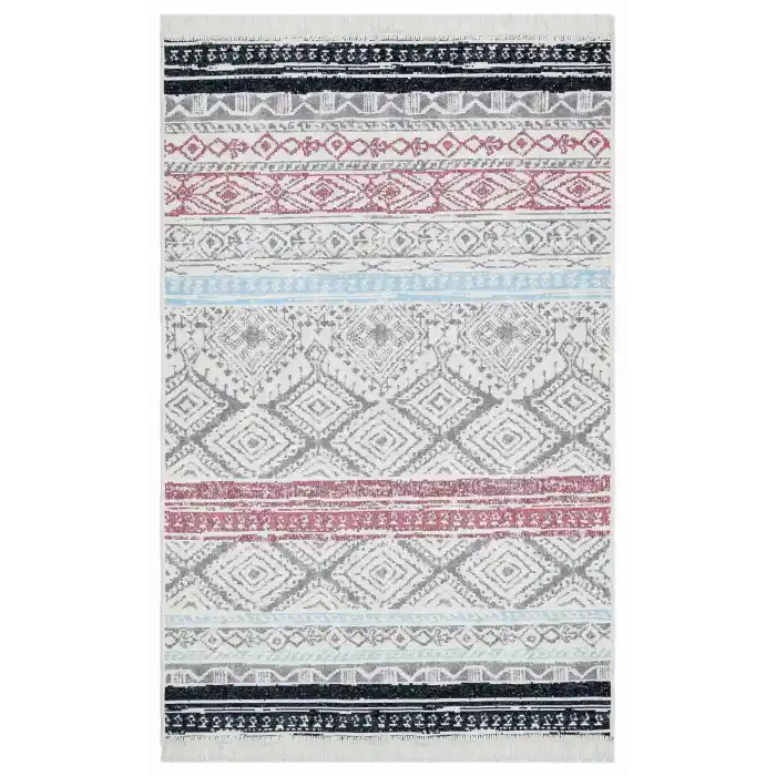 Arya Ar 04 Pink Aqua %100 Geri Dönüşümlü Pamuktan Çift Taraflı Yıkanabilir Modern Dekoratif Kilim