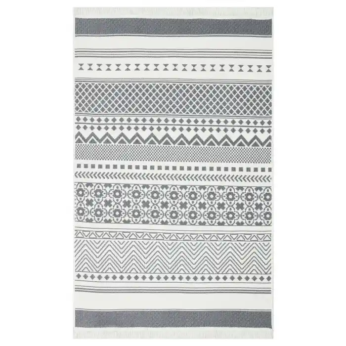 Arya Ar 07 Grey %100 Geri Dönüşümlü Pamuktan Çift Taraflı Yıkanabilir Modern Dekoratif Kilim