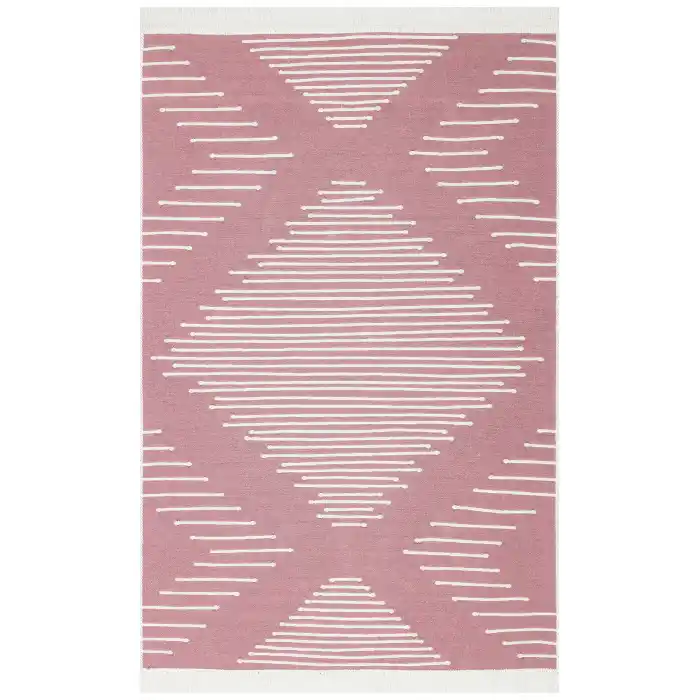 Arya Ar 15 Pink %100 Geri Dönüşümlü Pamuktan Çift Taraflı Yıkanabilir Modern Dekoratif Kilim