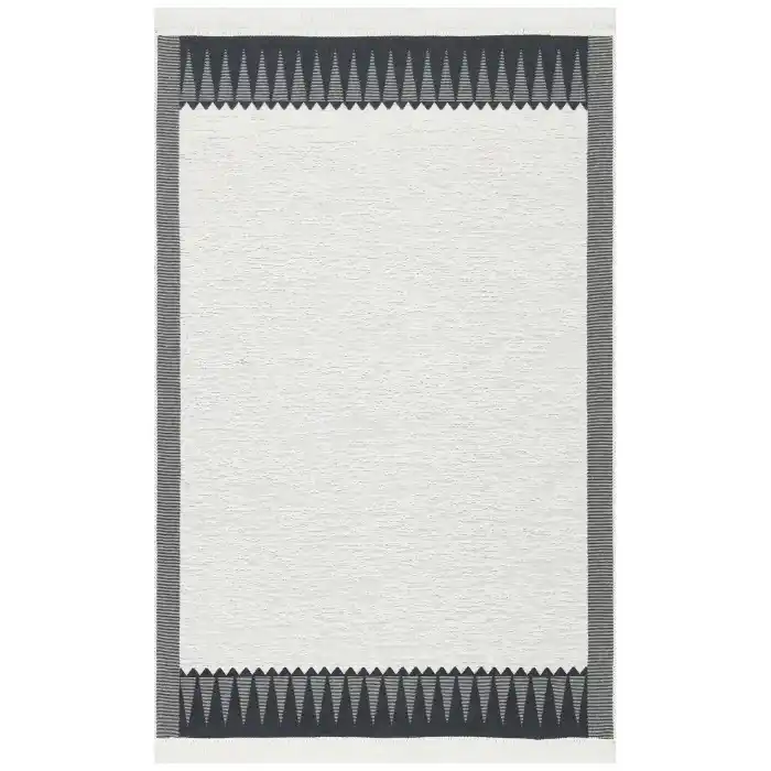 Arya Ar 22 White Black %100 Geri Dönüşümlü Pamuktan Çift Taraflı Yıkanabilir Modern Dekoratif Kilim