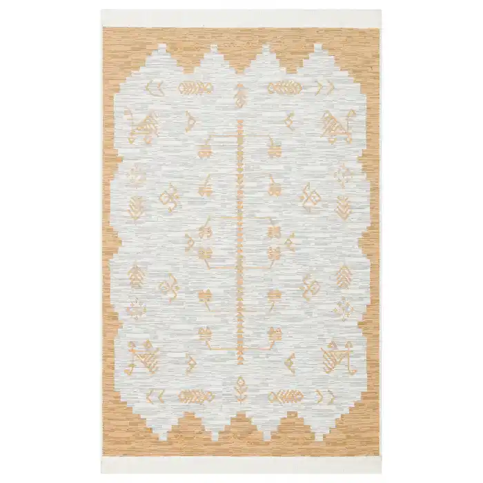 Arya Ar 23 Yellow %100 Geri Dönüşümlü Pamuktan Çift Taraflı Yıkanabilir Modern Dekoratif Kilim